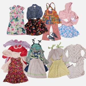 Girls Vintage Bundle of Clothes Dresses Skirt Jacket Converse Pyjamas Sundress